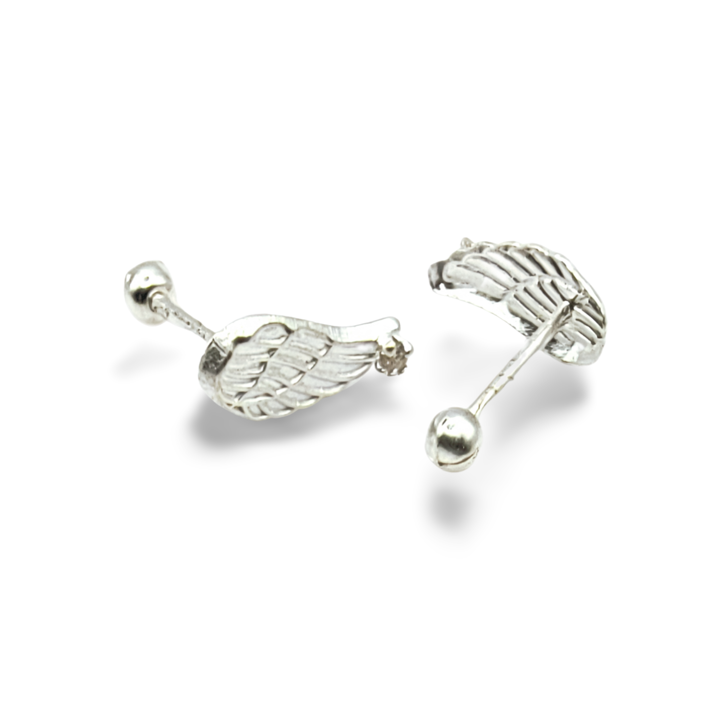 Wings and zirconia stud earrings